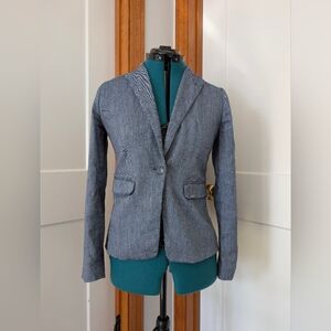 LOFT | Size 0 | Women's Linen Chambray Blue Blazer